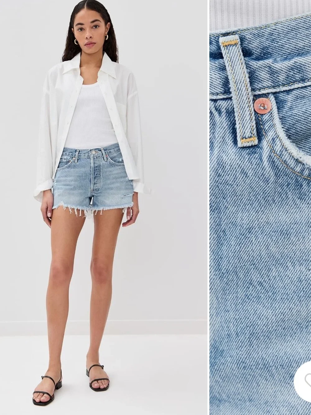 AGOLDE Parker Long Vintage Cutoff Denim Shorts in Swapmeet